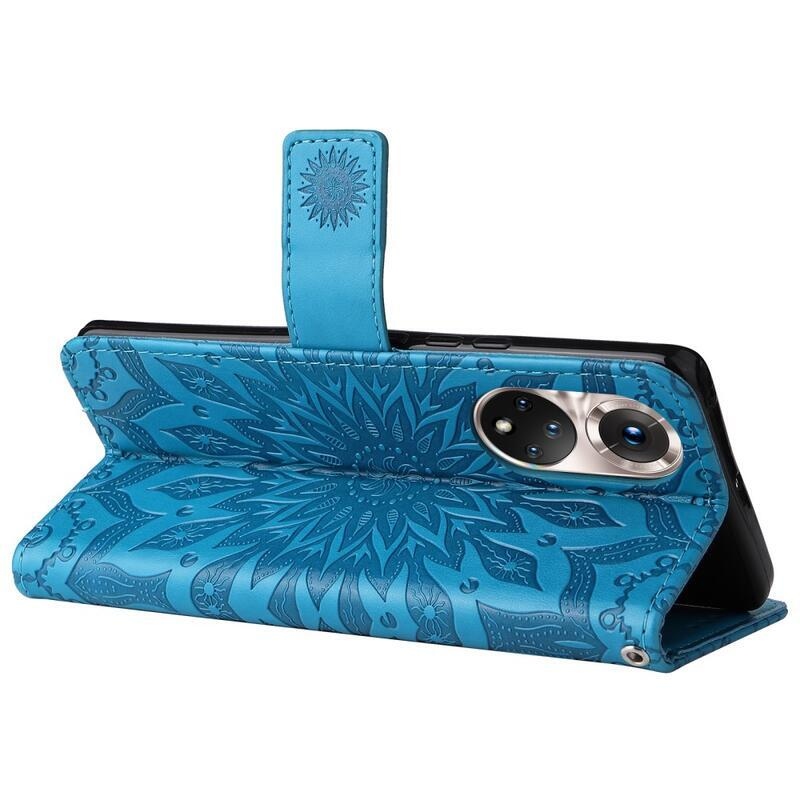 Mandala PU bőr pénztárca tok Huawei Nova 9/Honor 50 - kék