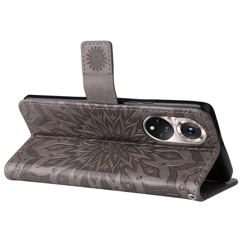 Mandala PU bőr pénztárca tok a Huawei Nova 9/Honor 50 számára - szürke