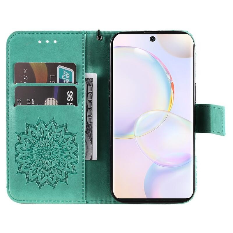 Mandala PU bőr pénztárca tok a Huawei Nova 9/Honor 50 számára - zöld