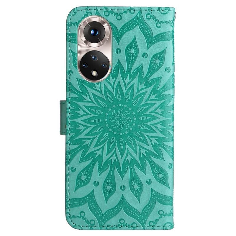 Mandala PU bőr pénztárca tok a Huawei Nova 9/Honor 50 számára - zöld