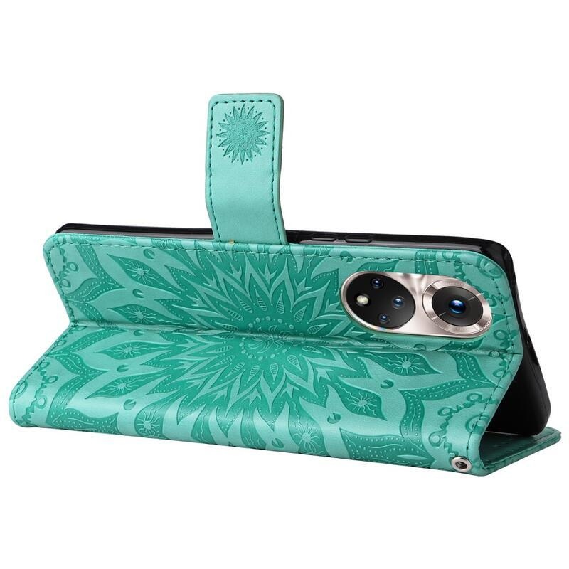 Mandala PU bőr pénztárca tok a Huawei Nova 9/Honor 50 számára - zöld