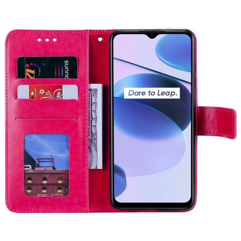 Mandala PU bőr pénztárca tok mobiltelefonhoz Realme C35 - piros