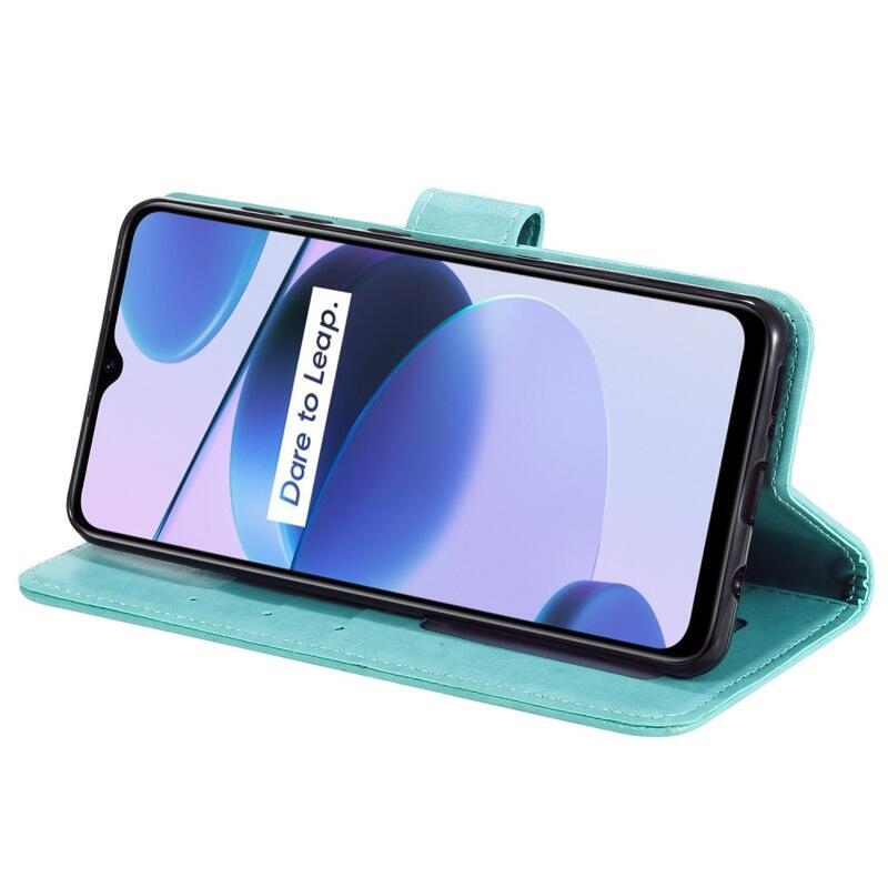 Mandala PU bőr pénztárca tok mobilhoz Realme C35 - zöld