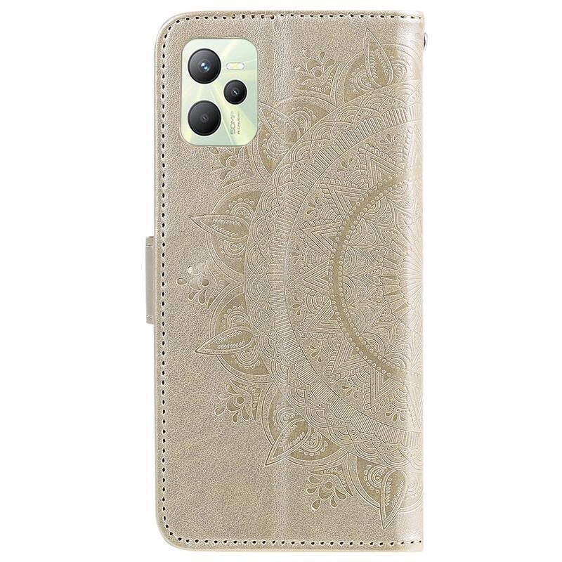 Mandala PU bőr pénztárca tok mobilhoz Realme C35 - arany színben