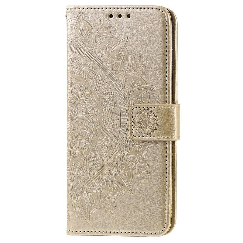 Mandala PU bőr pénztárca tok mobilhoz Realme C35 - arany színben