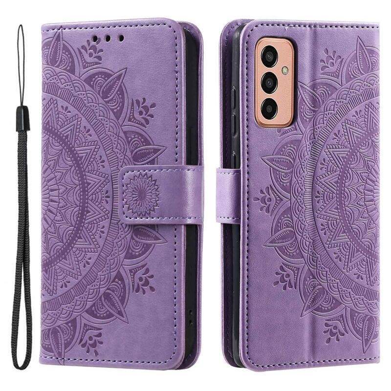 Mandala PU bőr pénztárca tok Samsung Galaxy M13 4G-hez - lila