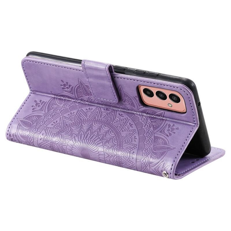 Mandala PU bőr pénztárca tok Samsung Galaxy M13 4G-hez - lila