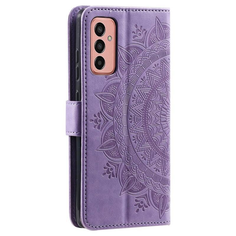 Mandala PU bőr pénztárca tok Samsung Galaxy M13 4G-hez - lila