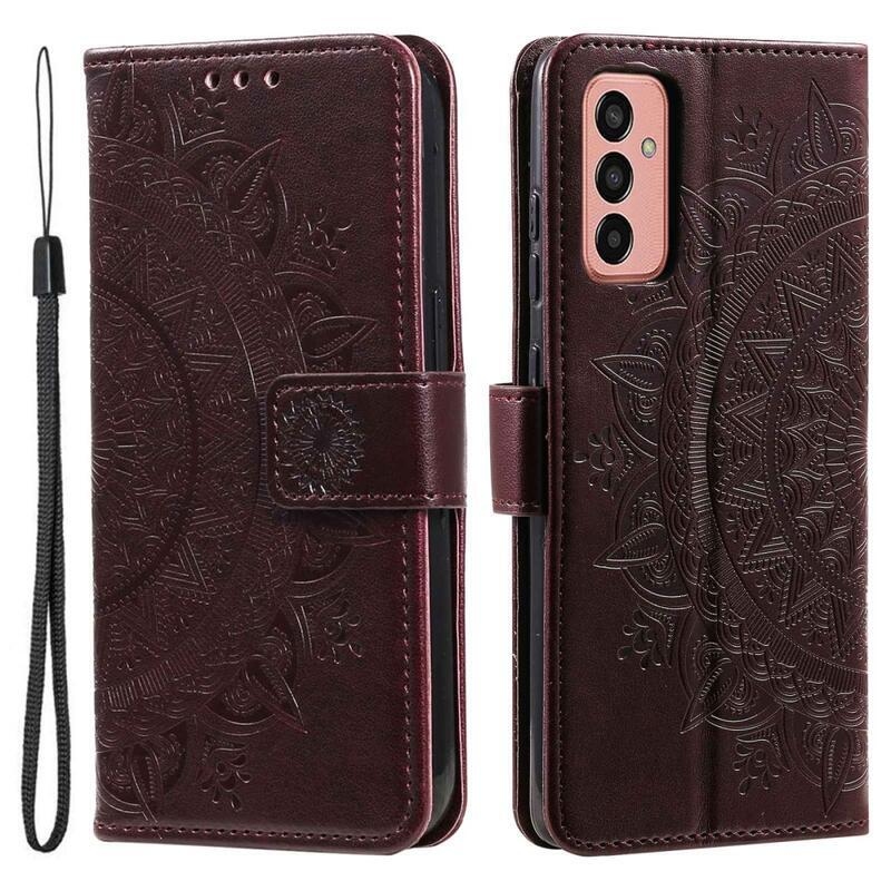 Mandala PU bőr pénztárca tok Samsung Galaxy M13 4G-hez - barna
