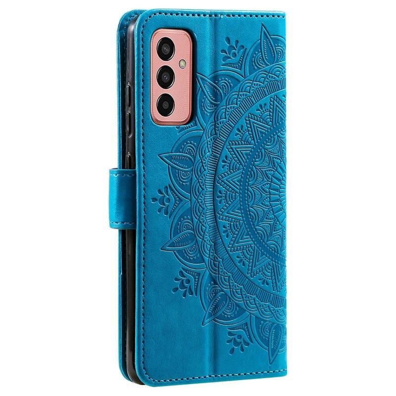 Mandala PU bőr pénztárca tok Samsung Galaxy M13 4G-hez - kék