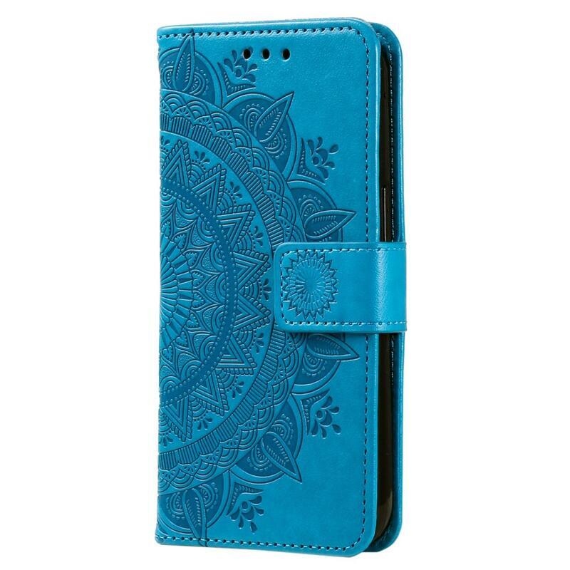 Mandala PU bőr pénztárca tok Samsung Galaxy M13 4G-hez - kék