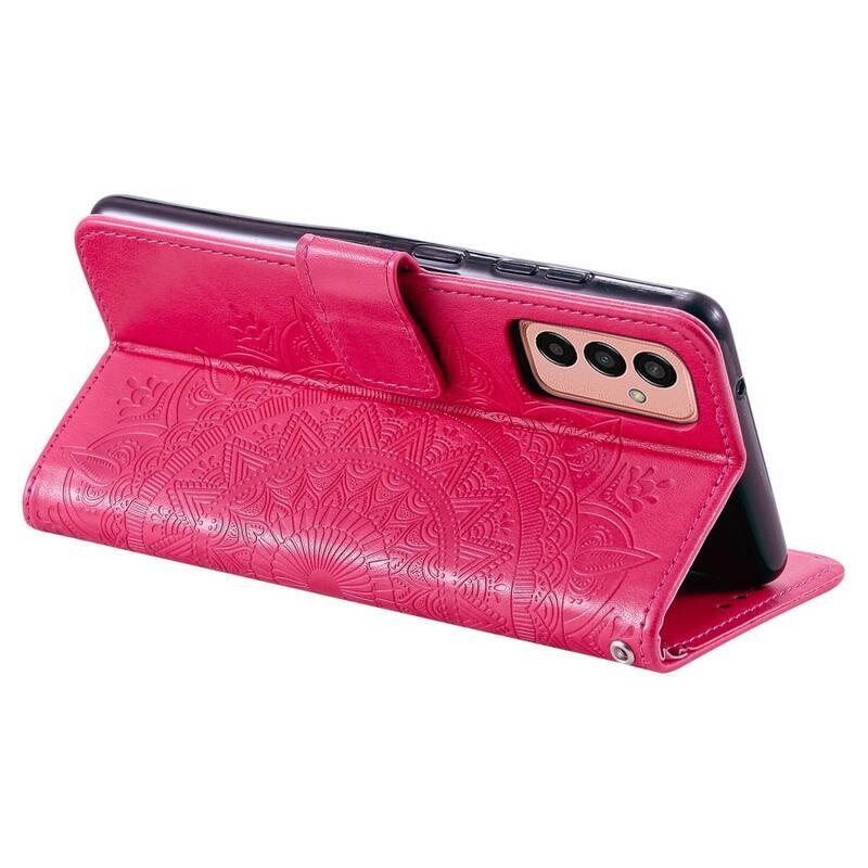 Mandala PU bőr pénztárca tok Samsung Galaxy M13 4G - rózsaszínű