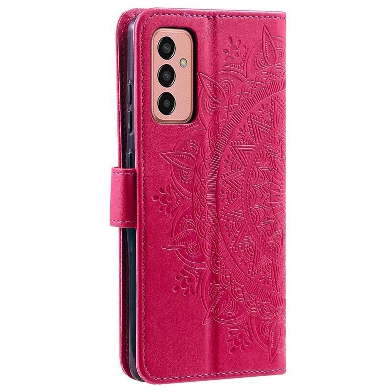 Mandala PU bőr pénztárca tok Samsung Galaxy M13 4G - rózsaszínű