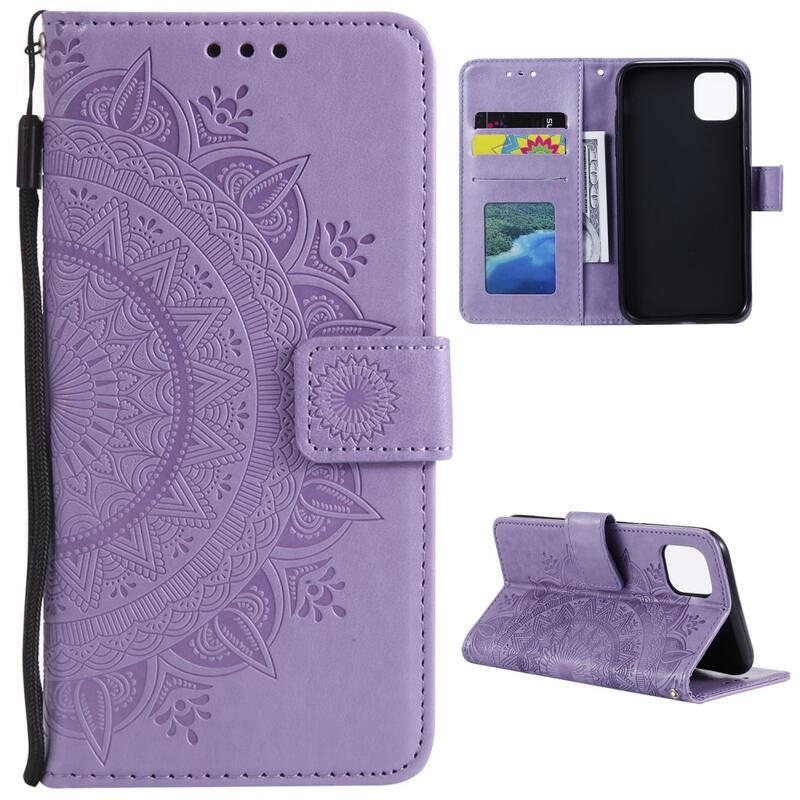 Mandala PU bőr pénztárca tok Xiaomi Mi 11-hez - lila