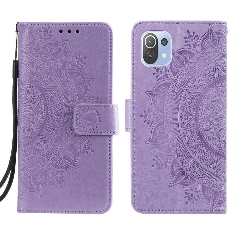 Mandala PU bőr pénztárca tok Xiaomi Mi 11 Lite 4G/5G/11 Lite 5G NE - lila