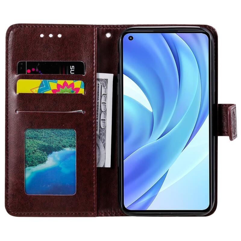 Mandala PU bőr pénztárca tok Xiaomi Mi 11 Lite 4G/5G/11 Lite 5G NE - barna