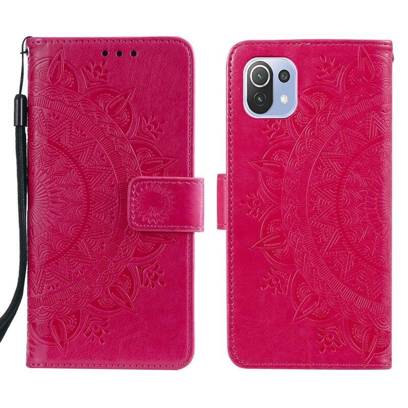 Mandala PU bőr pénztárca tok Xiaomi Mi 11 Lite 4G/5G/11 Lite 5G NE - rózsa