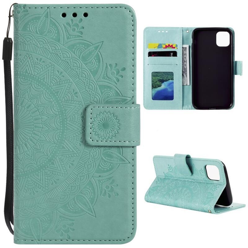 Mandala PU bőr pénztárca tok Xiaomi Mi 11-hez - zöld