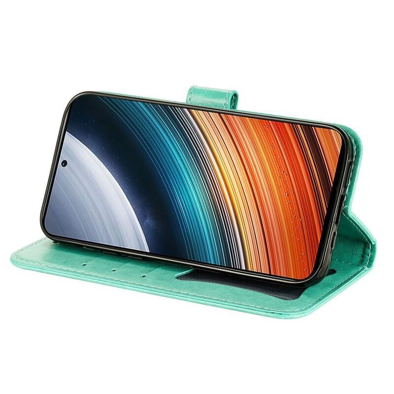 Mandala PU bőr pénztárca tok Xiaomi Poco F4 5G - azúrkék színben