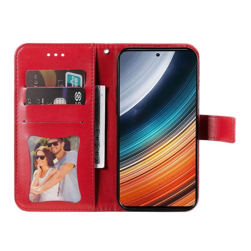 Mandala PU bőr pénztárca tok a Xiaomi Poco F4 5G számára - piros