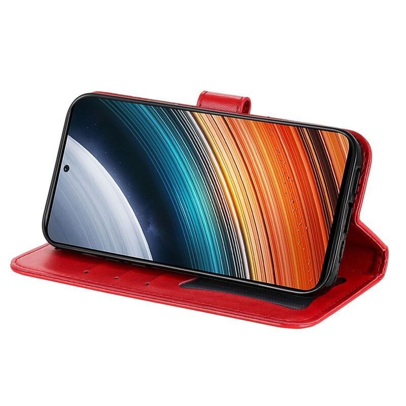 Mandala PU bőr pénztárca tok a Xiaomi Poco F4 5G számára - piros