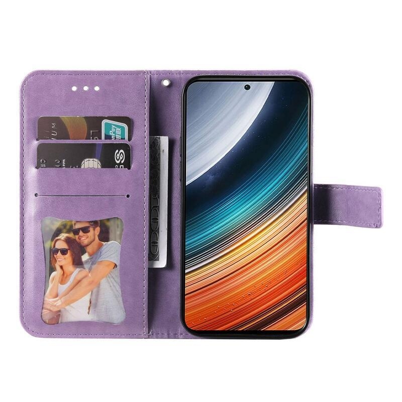 Mandala PU bőr pénztárca tok Xiaomi Poco F4 5G - lila