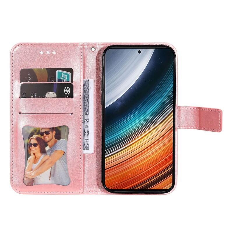 Mandala PU bőr pénztárca tok Xiaomi Poco F4 5G - rózsa arany