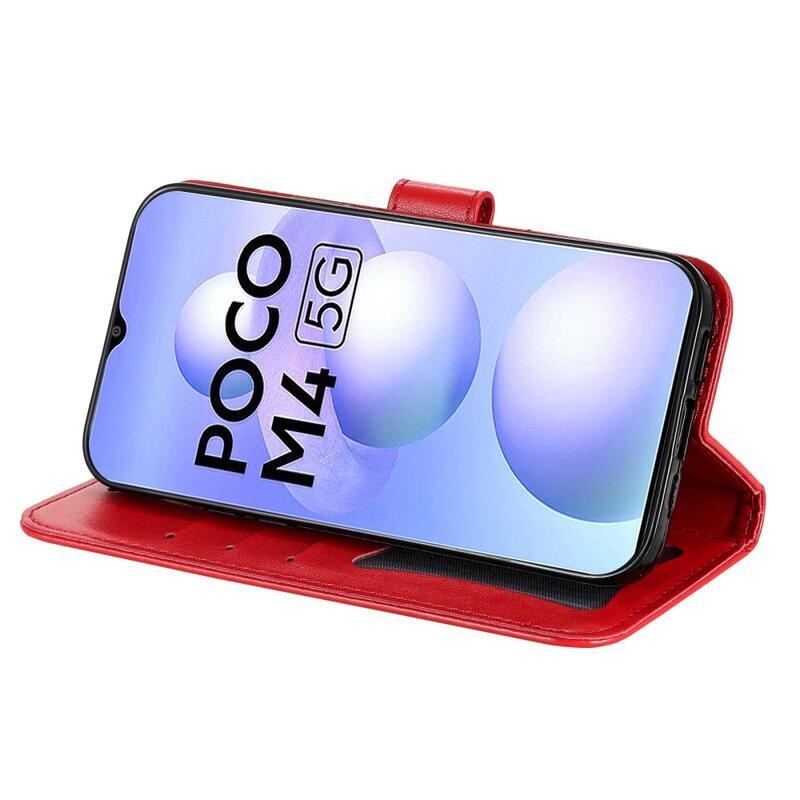 Mandala PU bőr pénztárca tok Xiaomi Poco M4 5G - piros
