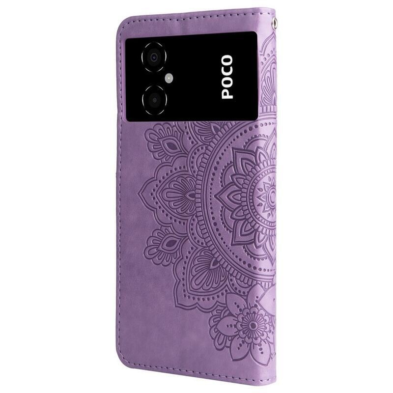 Mandala PU bőr pénztárca tok Xiaomi Poco M4 5G - lila