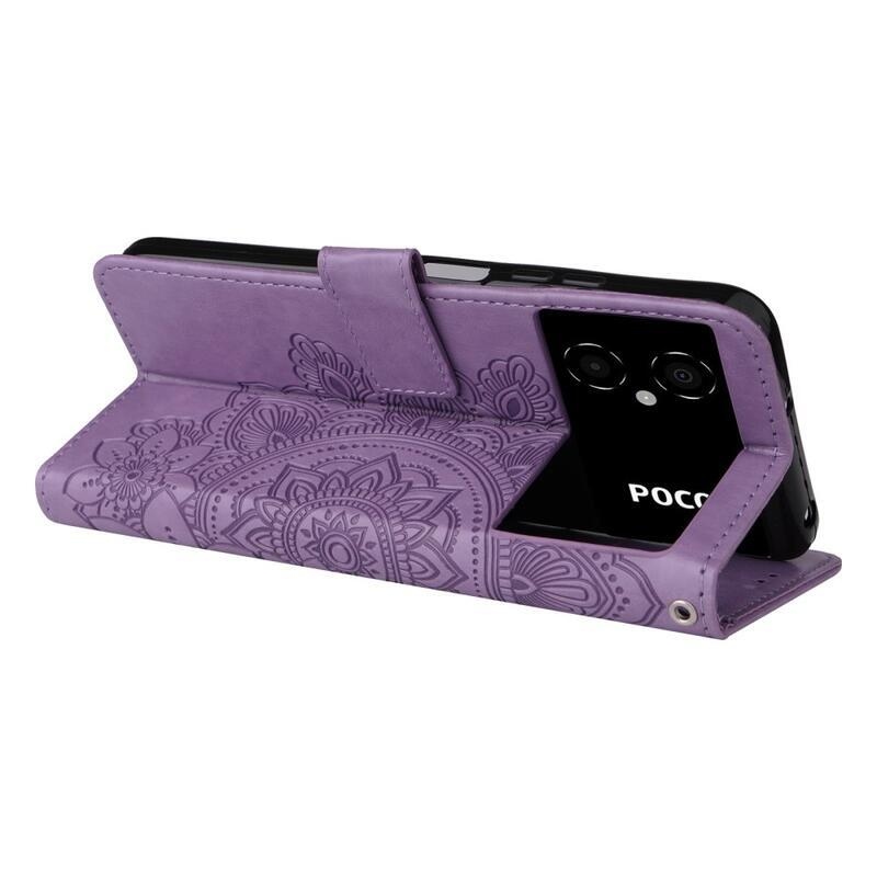 Mandala PU bőr pénztárca tok Xiaomi Poco M4 5G - lila