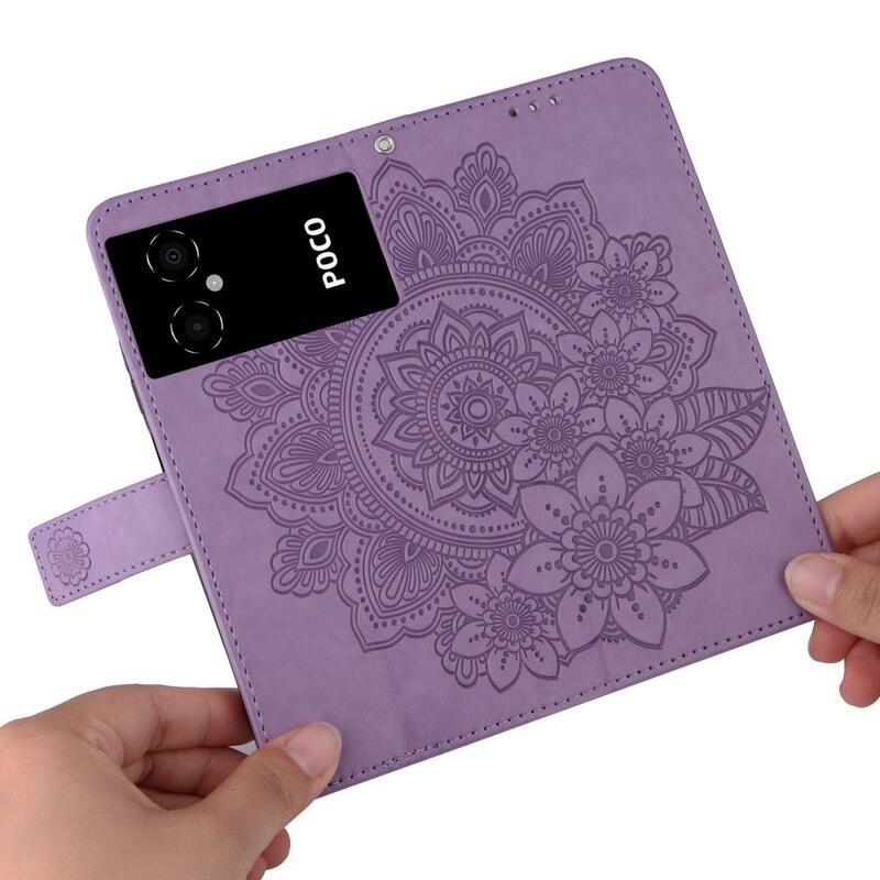Mandala PU bőr pénztárca tok Xiaomi Poco M4 5G - lila