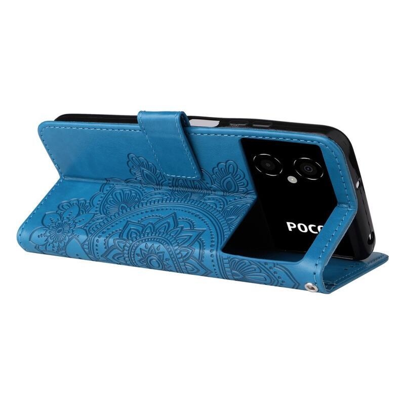 Mandala PU bőr pénztárca tok Xiaomi Poco M4 5G - kék