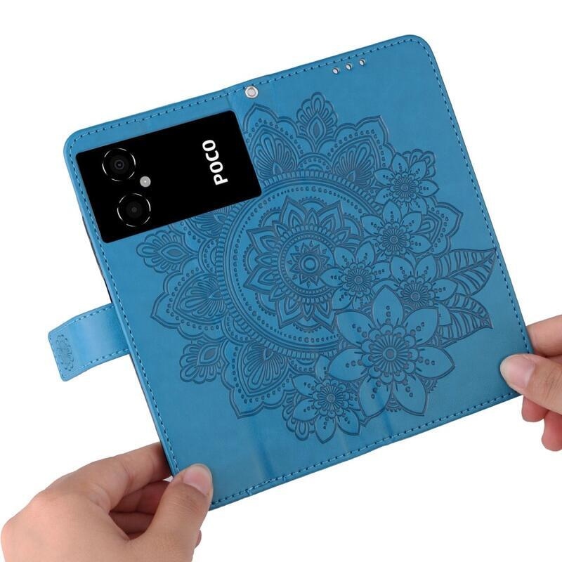 Mandala PU bőr pénztárca tok Xiaomi Poco M4 5G - kék