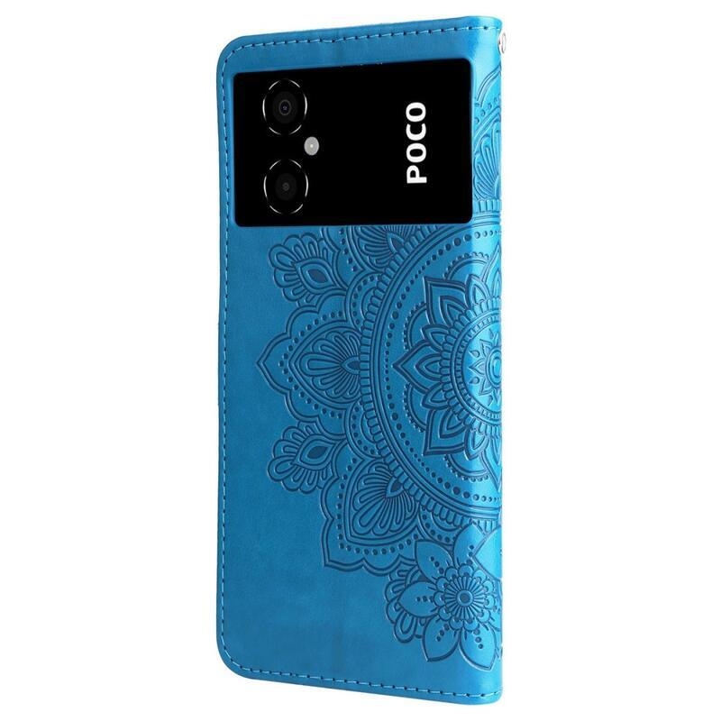 Mandala PU bőr pénztárca tok Xiaomi Poco M4 5G - kék