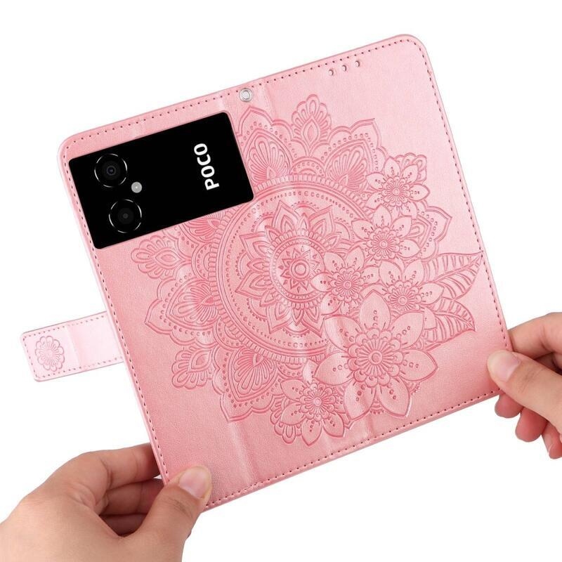 Mandala PU bőr pénztárca tok Xiaomi Poco M4 5G - rózsa