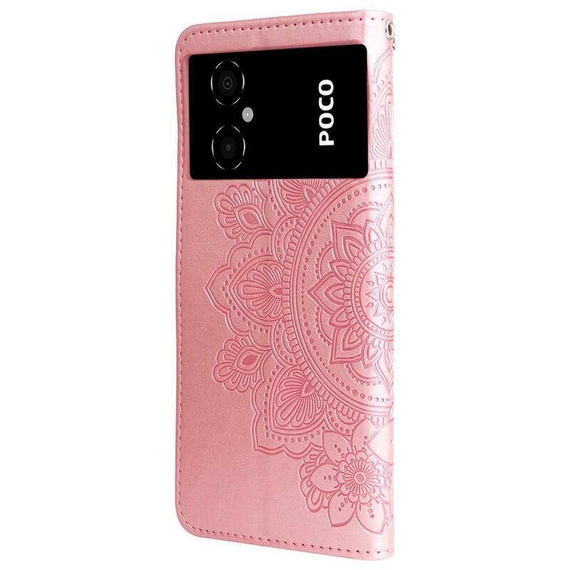 Mandala PU bőr pénztárca tok Xiaomi Poco M4 5G - rózsa