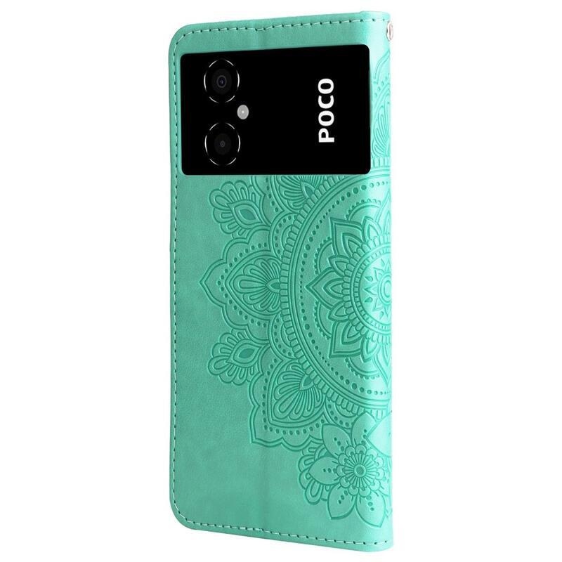 Mandala PU bőr pénztárca tok Xiaomi Poco M4 5G - zöld