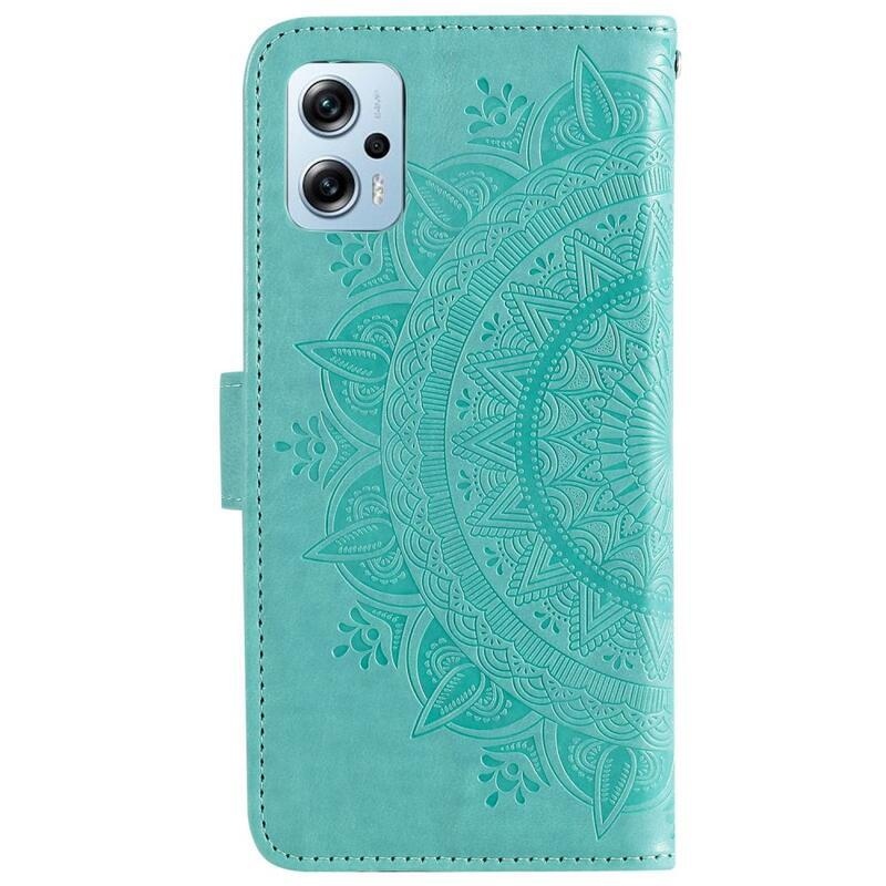 Mandala PU bőr pénztárca tok Xiaomi Poco X4 GT-hez - azúrkék színű
