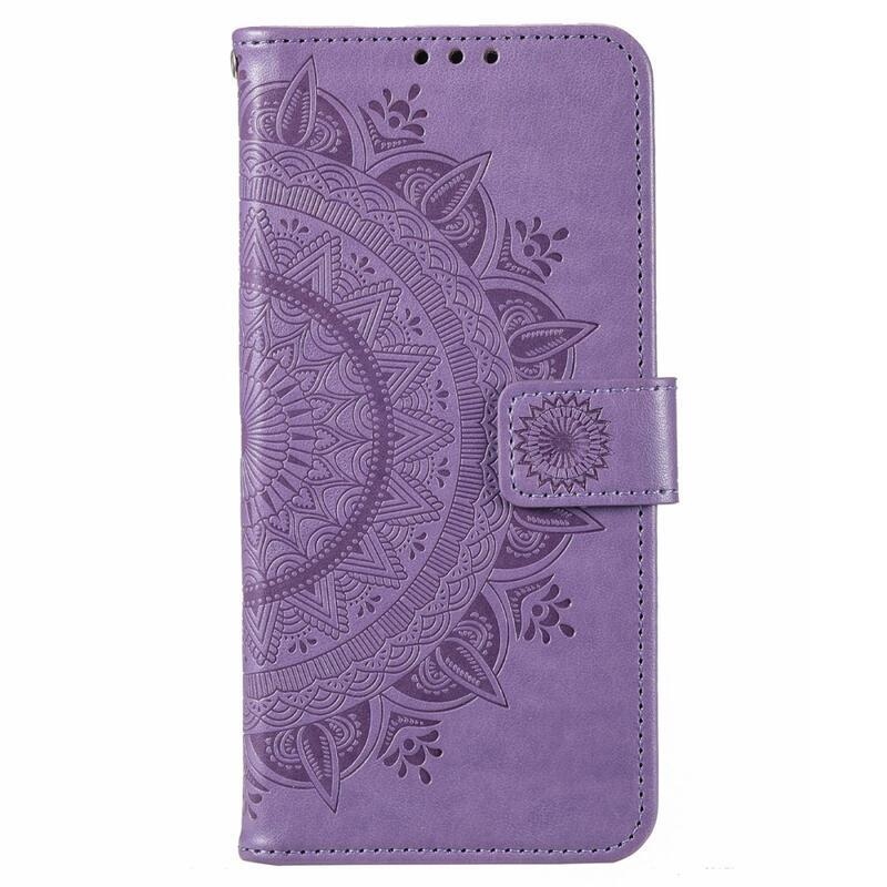 Mandala PU bőr pénztárca tok Xiaomi Poco X4 GT-hez - lila