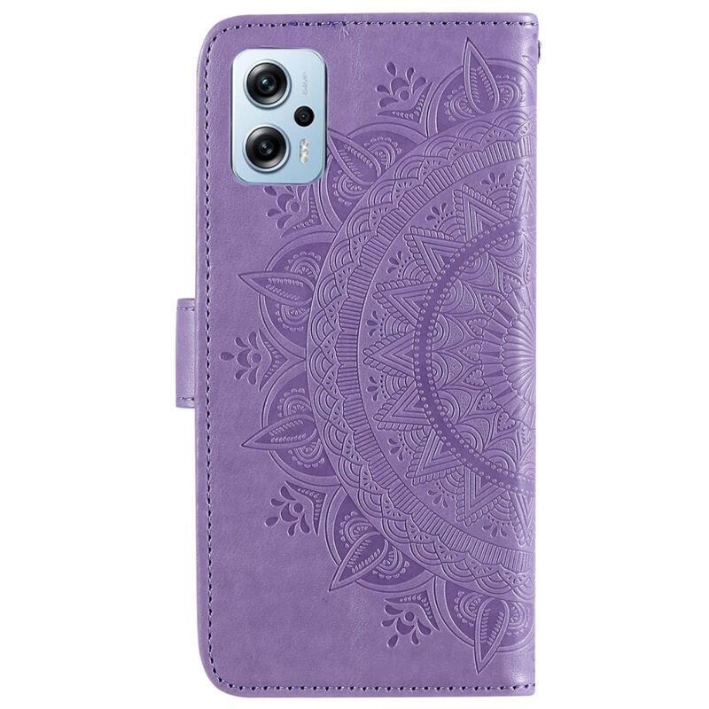 Mandala PU bőr pénztárca tok Xiaomi Poco X4 GT-hez - lila