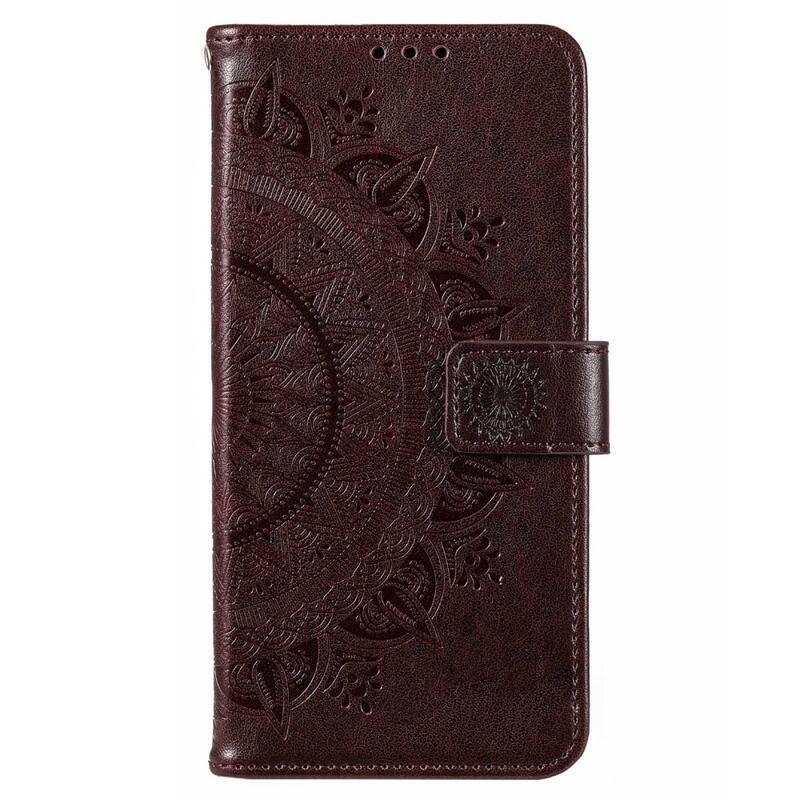 Mandala PU bőr pénztárca tok Xiaomi Poco X4 GT-hez - barna