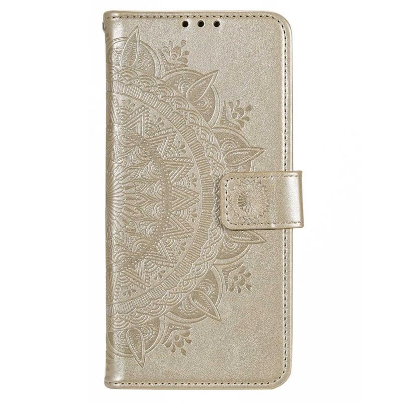 Mandala PU bőr pénztárca tok Xiaomi Poco X4 GT-hez - arany színben