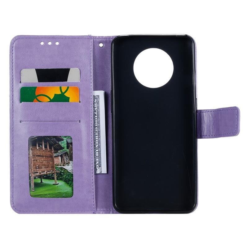 Mandala PU bőr pénztárca tok Xiaomi Redmi Note 9T 5G-hez - lila