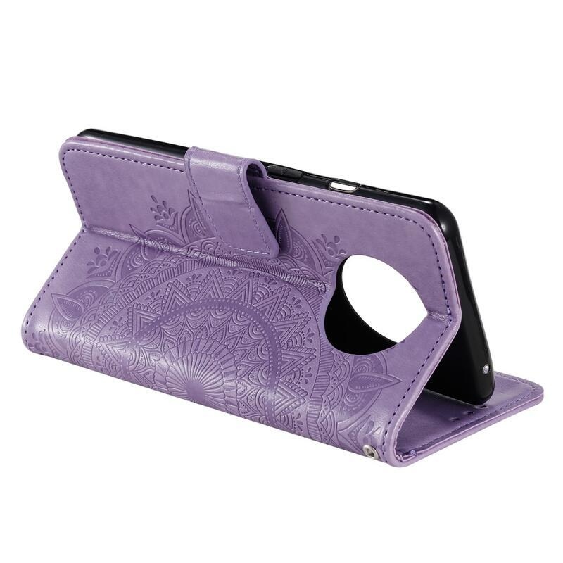 Mandala PU bőr pénztárca tok Xiaomi Redmi Note 9T 5G-hez - lila