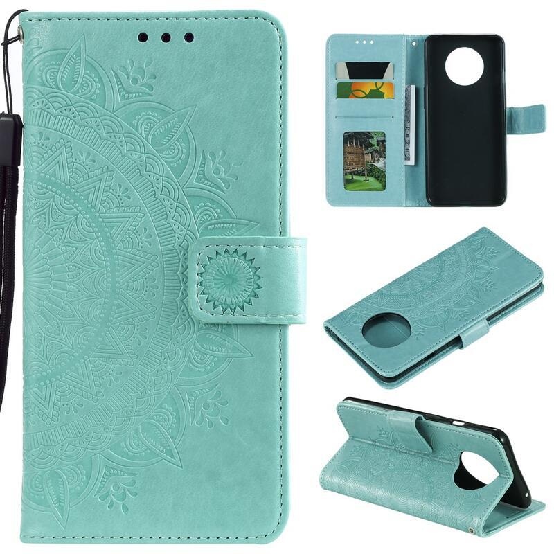 Mandala PU bőr pénztárca tok Xiaomi Redmi Note 9T 5G-hez - zöld