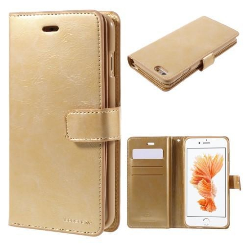 Mansoo PU bőr tok mágneses záródással iPhone 6s Plus és 6 Plus készülékhez - arany színű