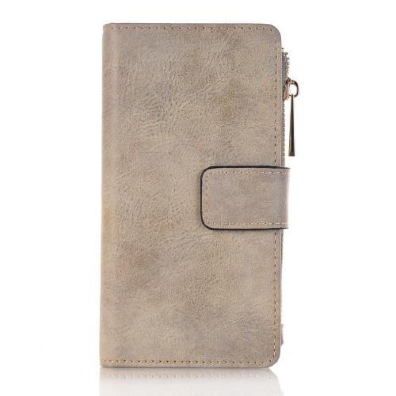 Matt 2in1 pénztárca tok levehető tartozékkal iPhone 6s Plus és 6 Plus készülékhez - bézs színű