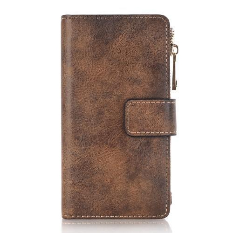 Matt 2in1 pénztárca tok levehető tartozékkal iPhone 6s Plus és 6 Plus készülékhez - sötétbarna színben