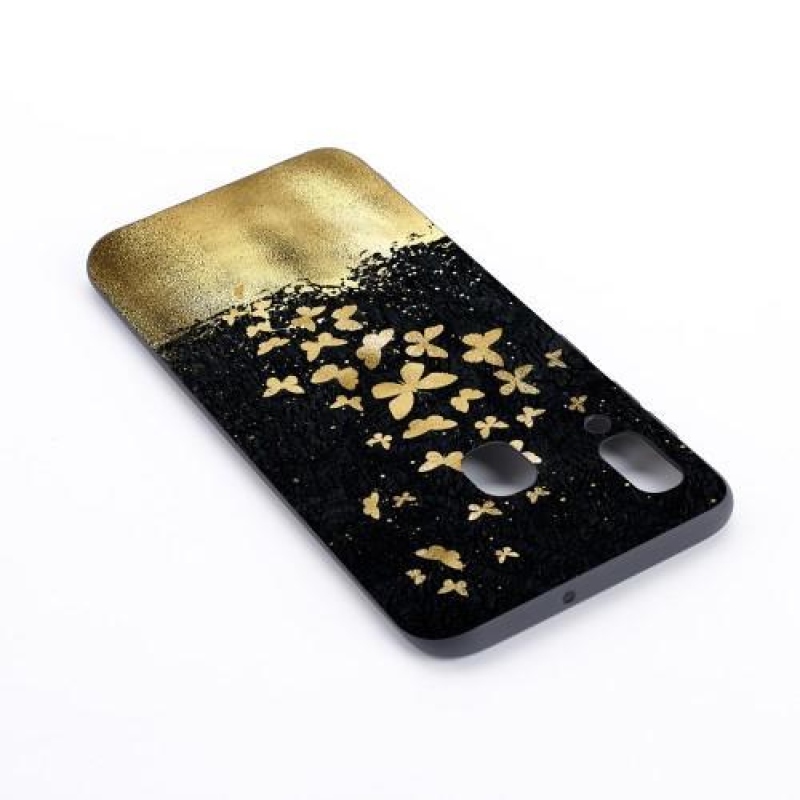 Matt zselés tok Samsung Galaxy A30-hoz - arany pillangó