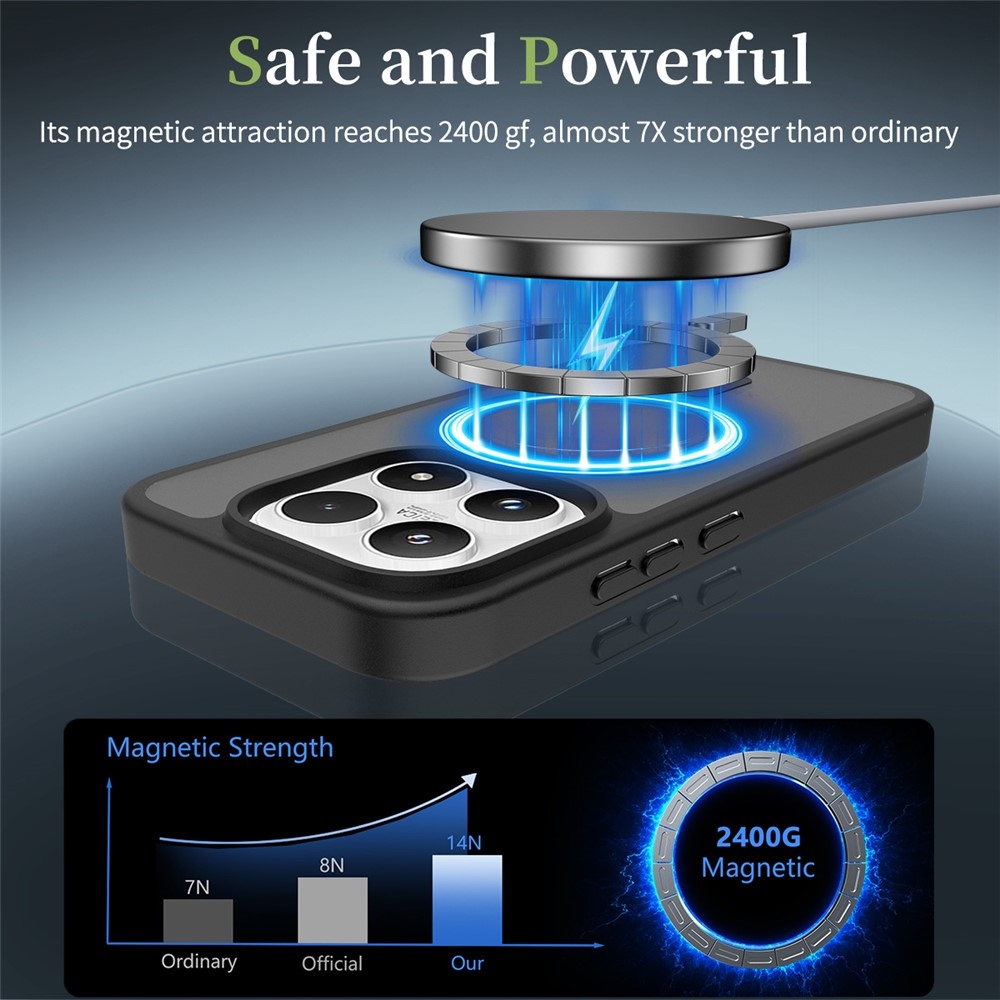 Matt zselés tok fix hátlappal és MagSafe-rel Xiaomi 17-hez - fekete